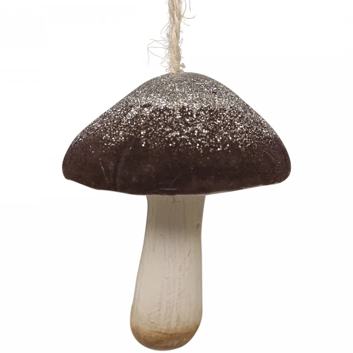 Chic Antique / Velurová vánoční ozdoba Mushroom Mocca 7 cm