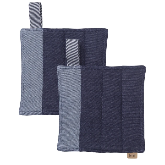 ferm LIVING / Džínsové podložky pod hrniec Denim Blue - set 2 ks