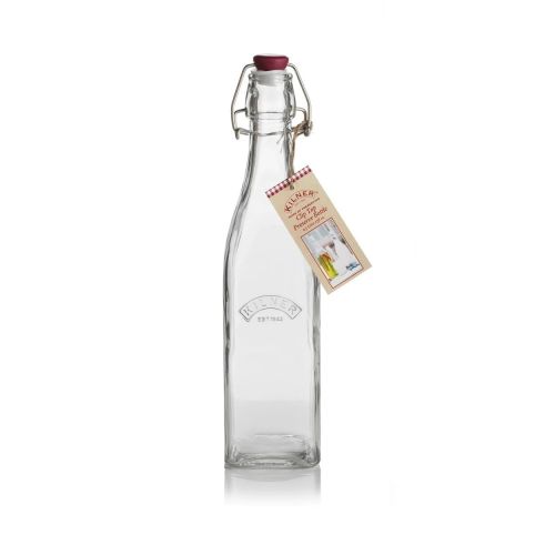 KILNER / Hranatá fľaša s klipom Clear 500ml