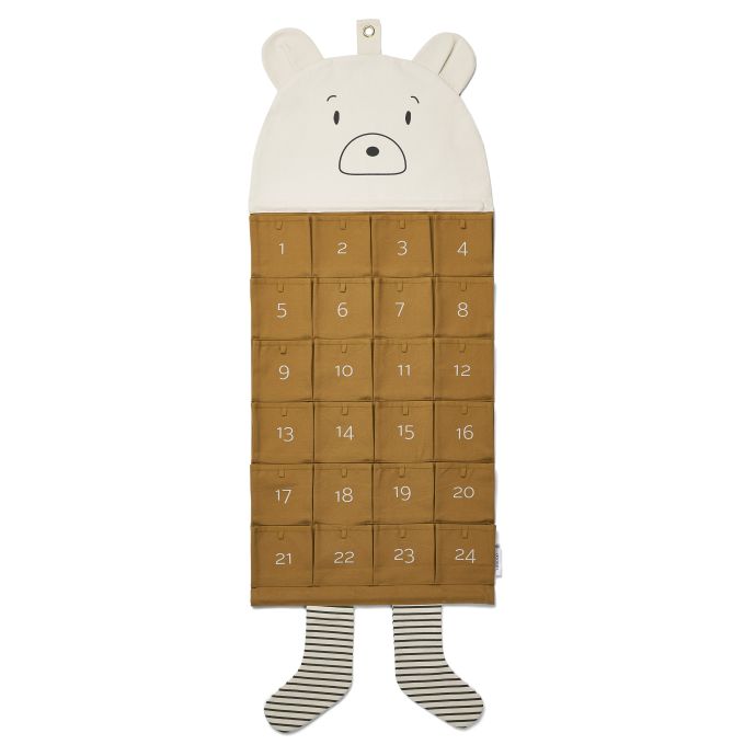 LIEWOOD / Textilní adventní kalendář Klaus Mr bear Golden Caramel Multi mix