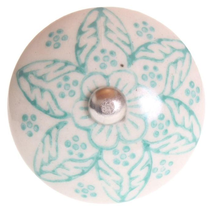 La finesse / Porcelánová úchytka Beige Flower Green