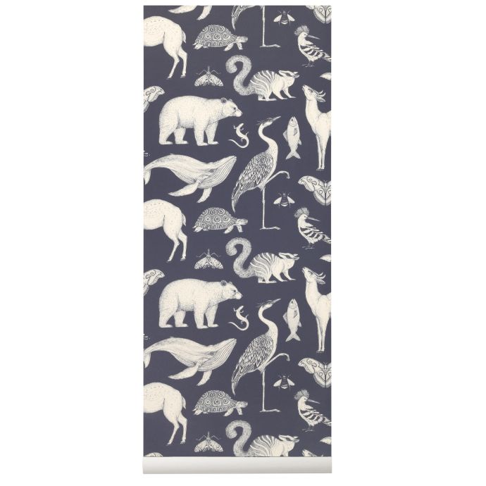 ferm LIVING / Tapeta Katie Scott Animals Dark Blue