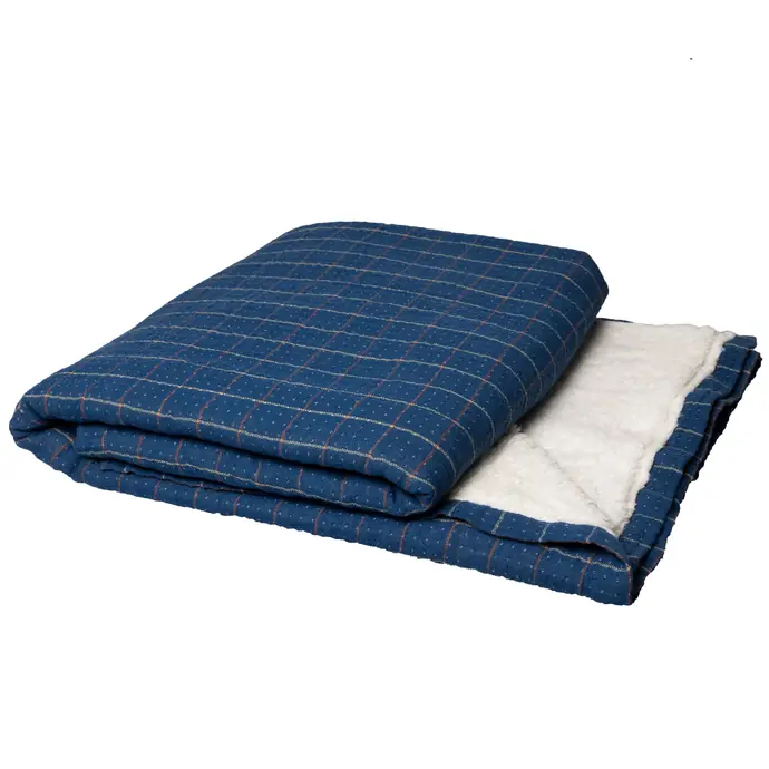 HK living / Bavlnený prehoz Checkered Sherpa Blue 130 x 170 cm