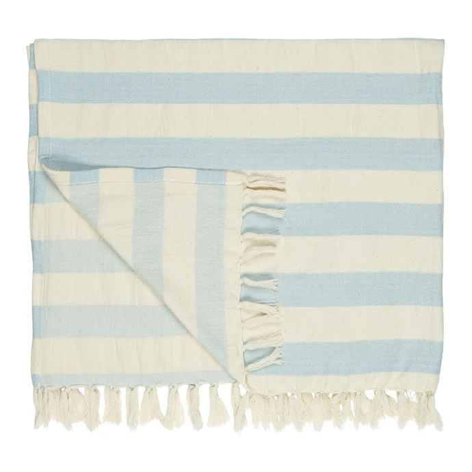 IB LAURSEN / Bavlnený uterák so strapcami Hammam Light Blue