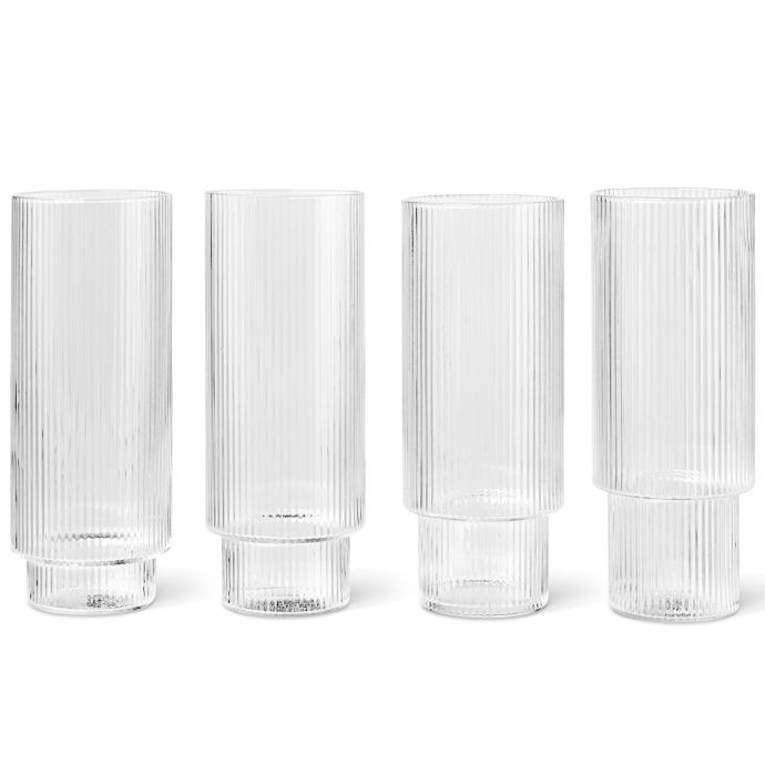 ferm LIVING / Sklenice Ripple Long 300 ml - set 4ks