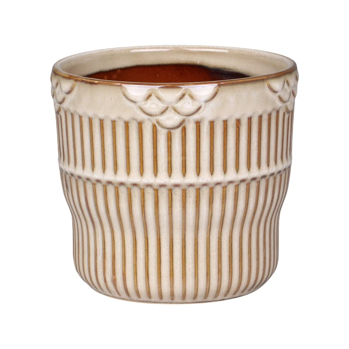 Chic Antique / Keramický obal na květináč Nîmes Grooves Latte 13 cm