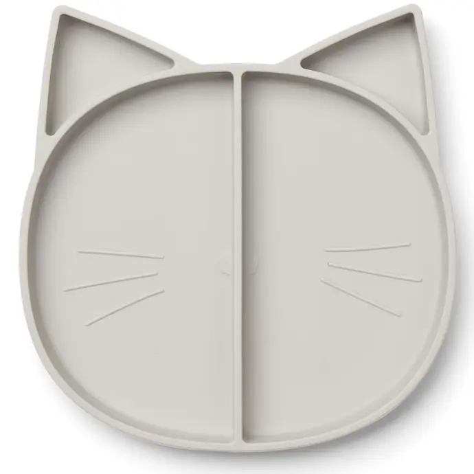 LIEWOOD / Detský silikónový tanierik Maddox Cat Dumbo Grey 21,5 cm