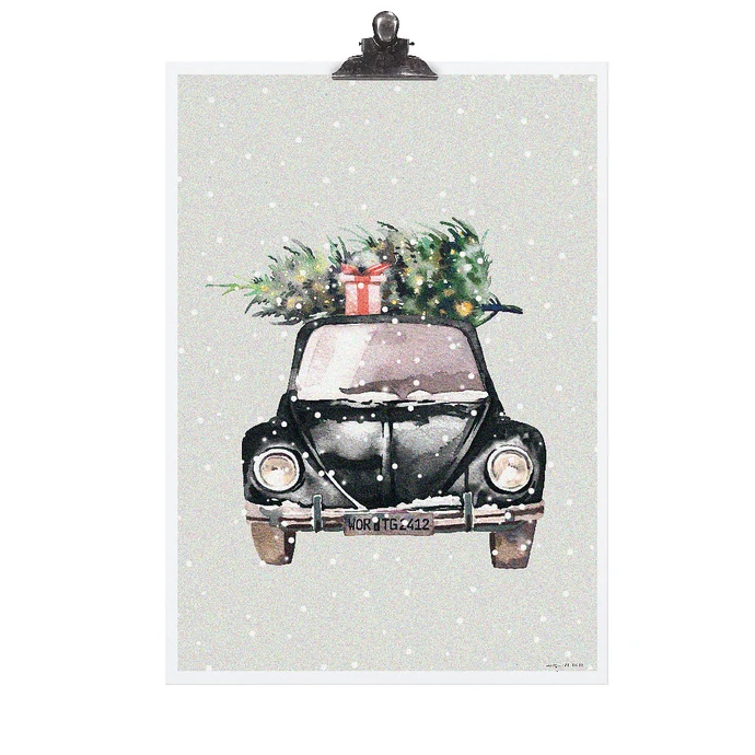 TAFELGUT / Plakát Christmas Car 30x42 cm