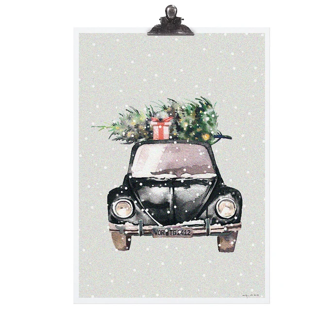 TAFELGUT / Plagát Christmas Car 30x42 cm