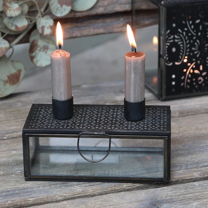 Chic Antique / Svícen na dvě svíčky Box Antique Coal