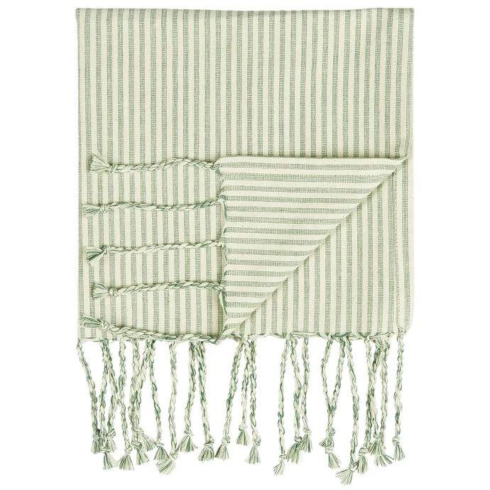 IB LAURSEN / Bavlnený uterák Hammam Green Stripes