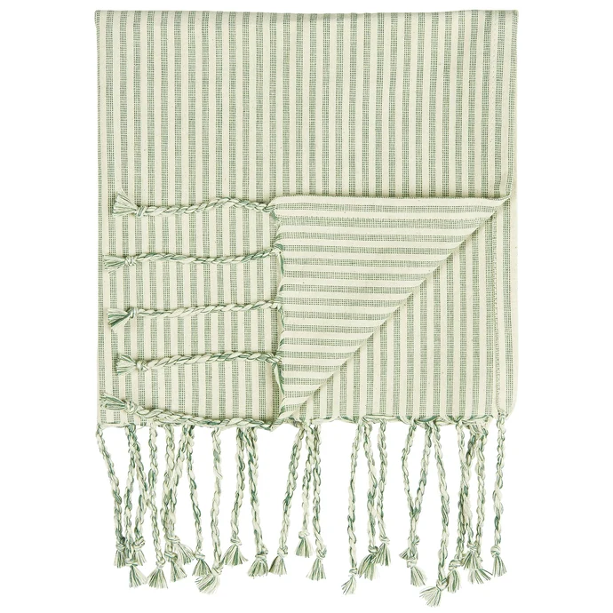 Ib Laursen / Bavlnený uterák Hammam Green Stripes