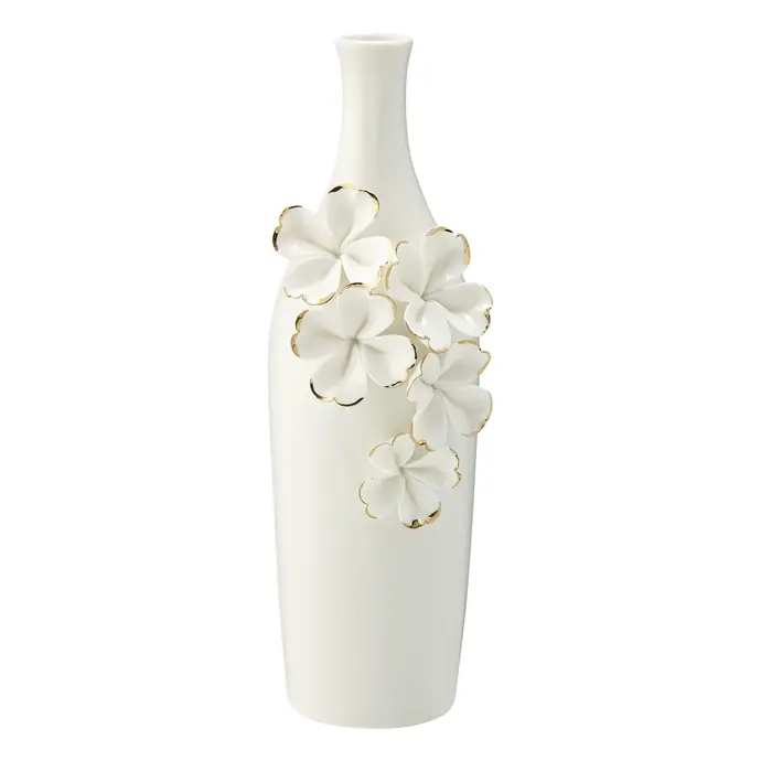 GREEN GATE / Keramická váza Flower White & Gold Slim