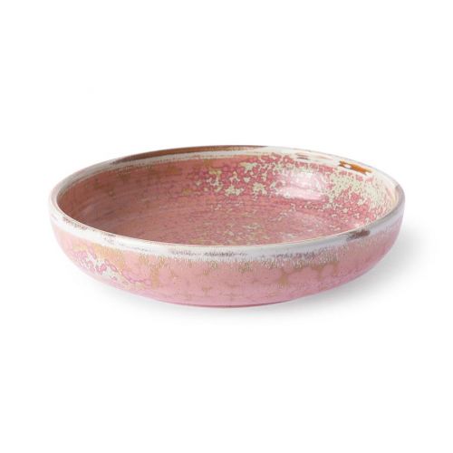 HK living / Hlboký porcelánový tanier Rustic Pink 19 cm