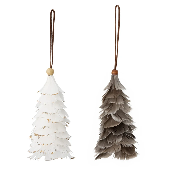 Bloomingville / Vánoční ozdoba Feather Grey/ White 14 cm