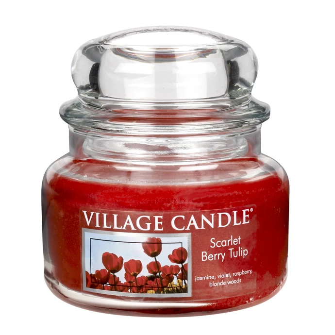 VILLAGE CANDLE / Svíčka ve skle Scarlet berry tulip - malá
