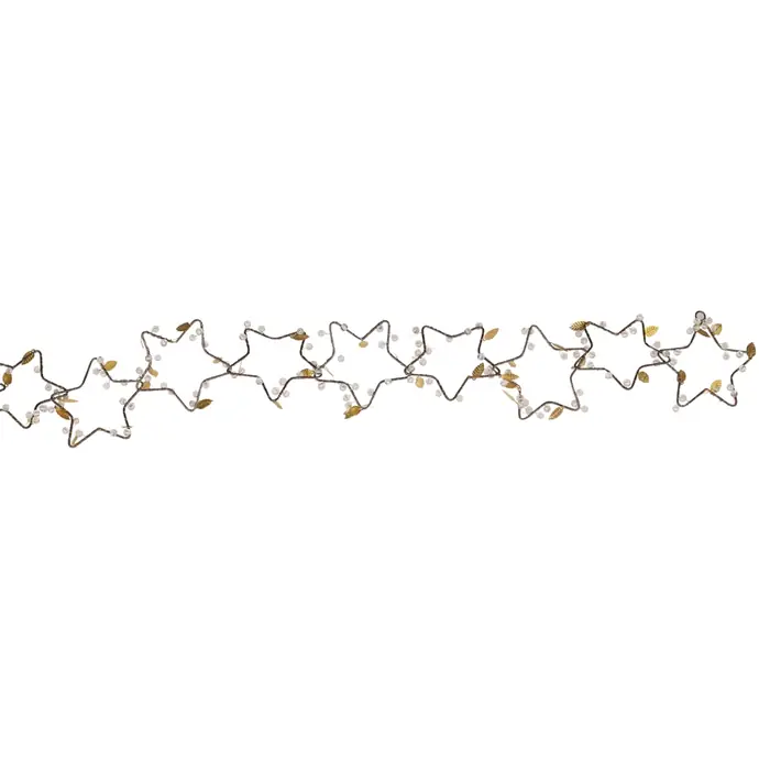 Chic Antique / Vianočná reťaz Stars Pearls Antique Brass 180 cm