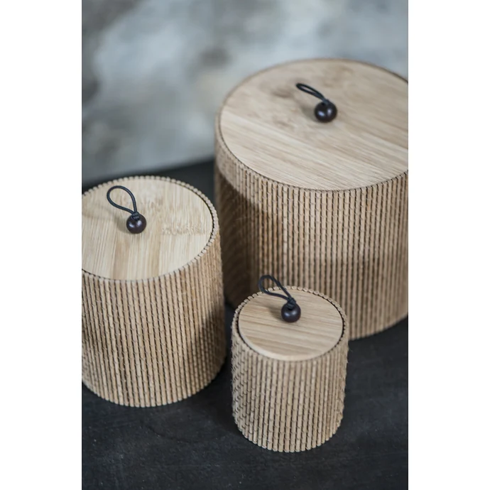 IB LAURSEN / Kulatá bambusová krabička Natural - set 3 ks