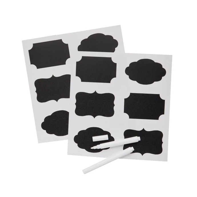Kitchen Craft / Sada černých lepících štítků na zavařeniny - 12 ks