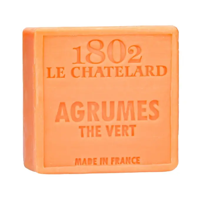 LE CHATELARD / Marseillské mýdlo 100 g čtverec - citrusové plody a zelený čaj
