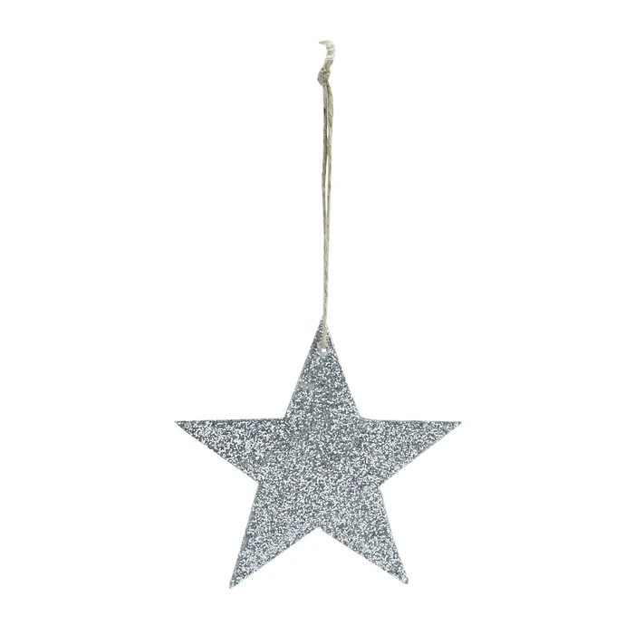 House Doctor / Třpytivá závěsná hvězdička Silver Glitter 8 cm