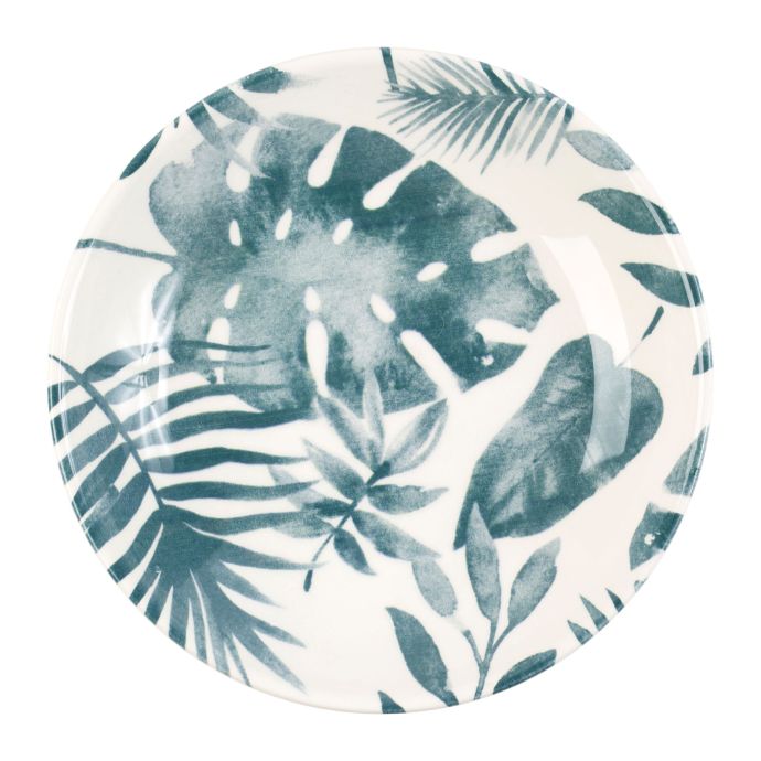 CÔTÉ TABLE / Hlboký keramický tanier Blue Leaf Printing 24,5 cm