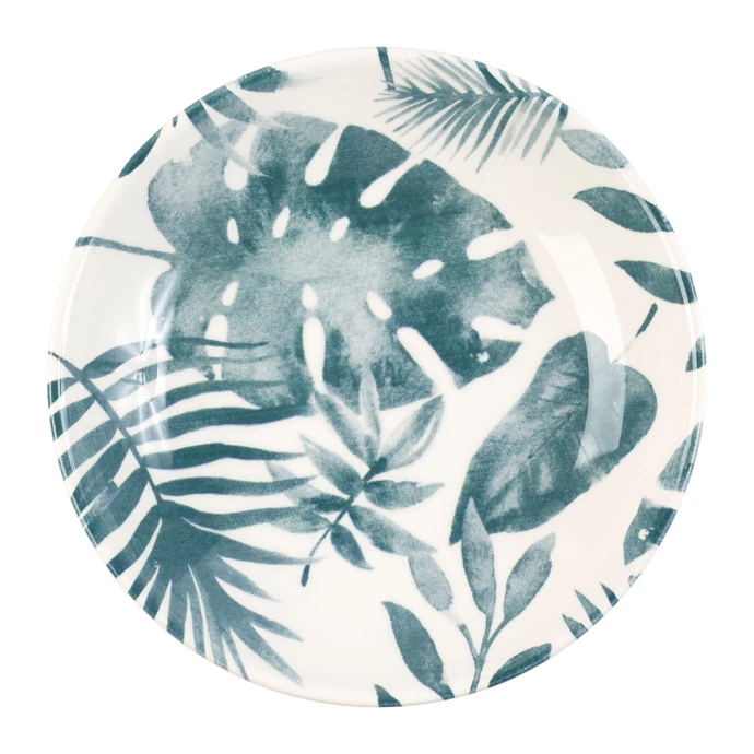 CÔTÉ TABLE / Hluboký keramický talíř Blue Leaf Printing 24,5 cm