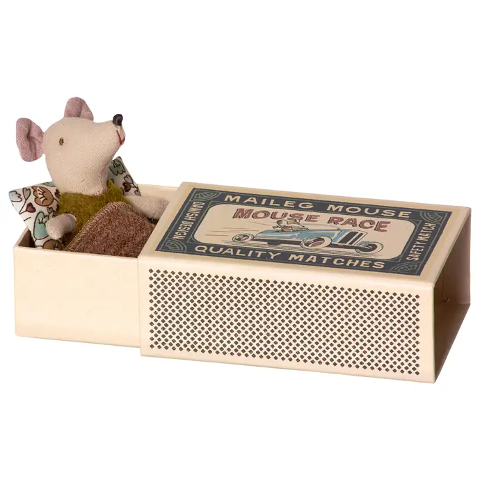 Maileg / Myšiak v krabičke od zápaliek - chlapček