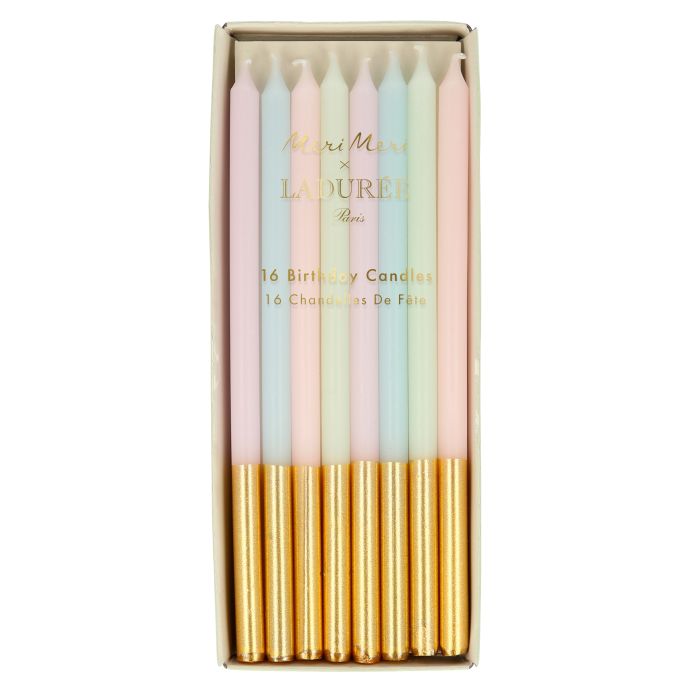 Meri Meri / Tortové sviečky Ladurée Paris Gold Dipped - 16 ks