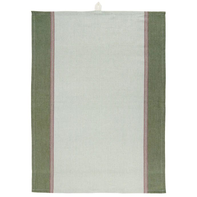 Ib Laursen / Bavlněná kuchyňská utěrka Green & Red Stripe