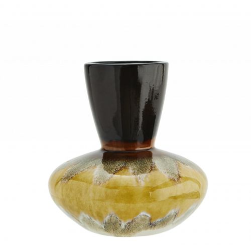 MADAM STOLTZ / Kameninová váza Brown/Yellow 23 cm
