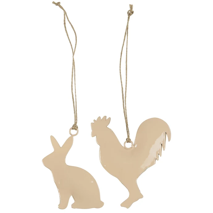 Ib Laursen / Kovová velikonoční ozdoba Bunny/Rooster Coral Sands