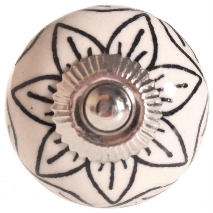 La finesse / Porcelánová úchytka Black Flower Decor