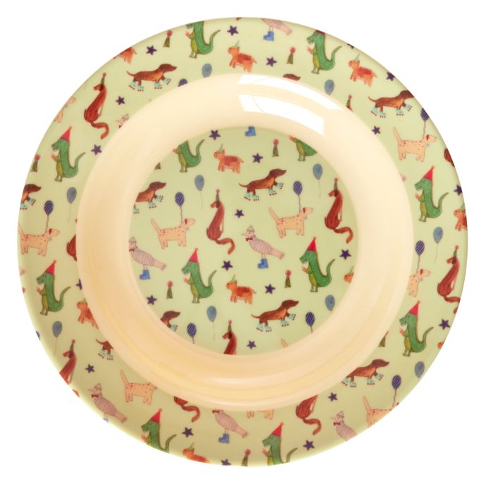 rice / Melamínový hlboký tanier Party Animal Green 20cm