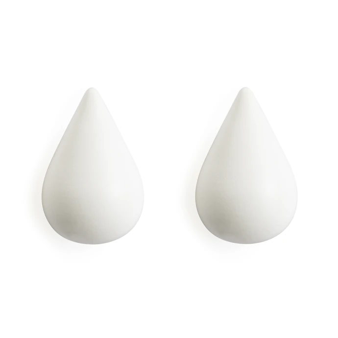 normann COPENHAGEN / Drevené háčiky Small White Drop - set 2 ks