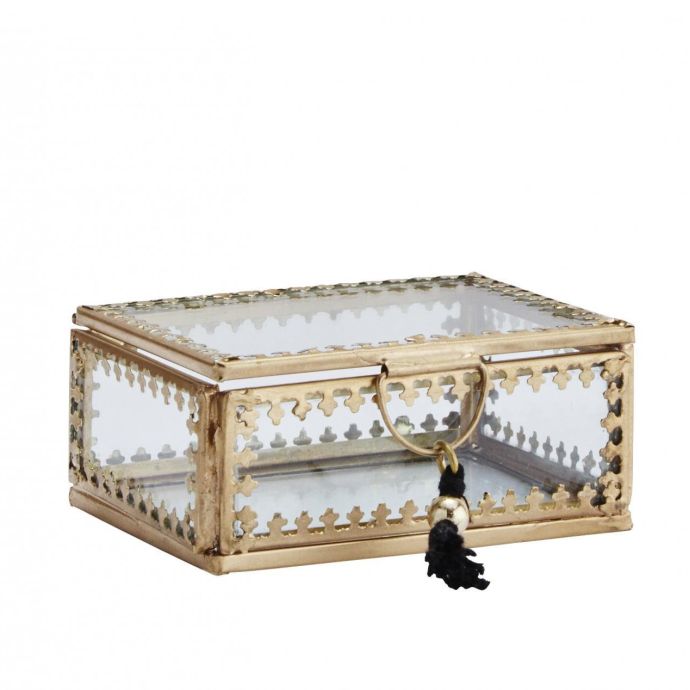 MADAM STOLTZ / Sklenená krabička Orient Gold/clear - menšia