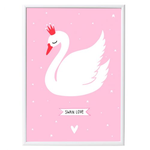 A Little Lovely Company / Plakát do dětského pokojíčku Swan 50 x 70 cm