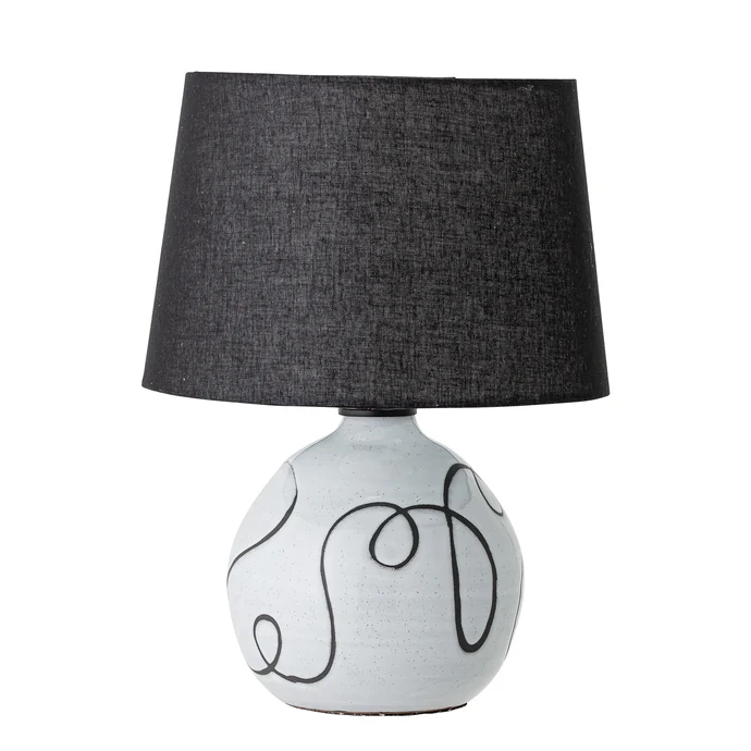 Bloomingville / Keramická stolní lampa Black and White Terracotta