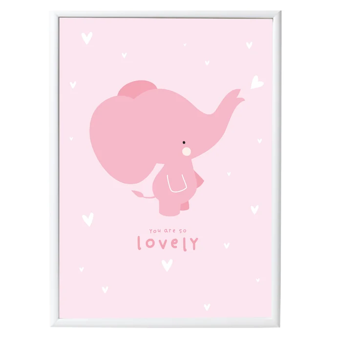 A Little Lovely Company / Dětský plakát Pink elephant 50x70 cm