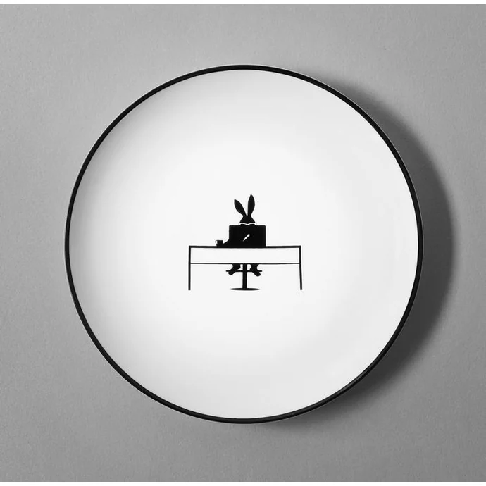HAM / Porcelánový dezertní talíř Working Rabbit 20,5 cm