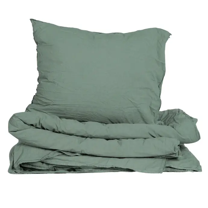 Storefactory / Povlečení z organické bavlny Crinkle Mineral Green 150 × 210 cm