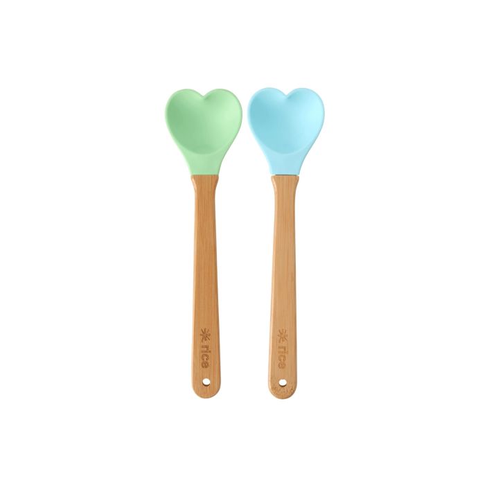 rice / Silikónová servírovacia lyžica Heart Mint - set 2 ks