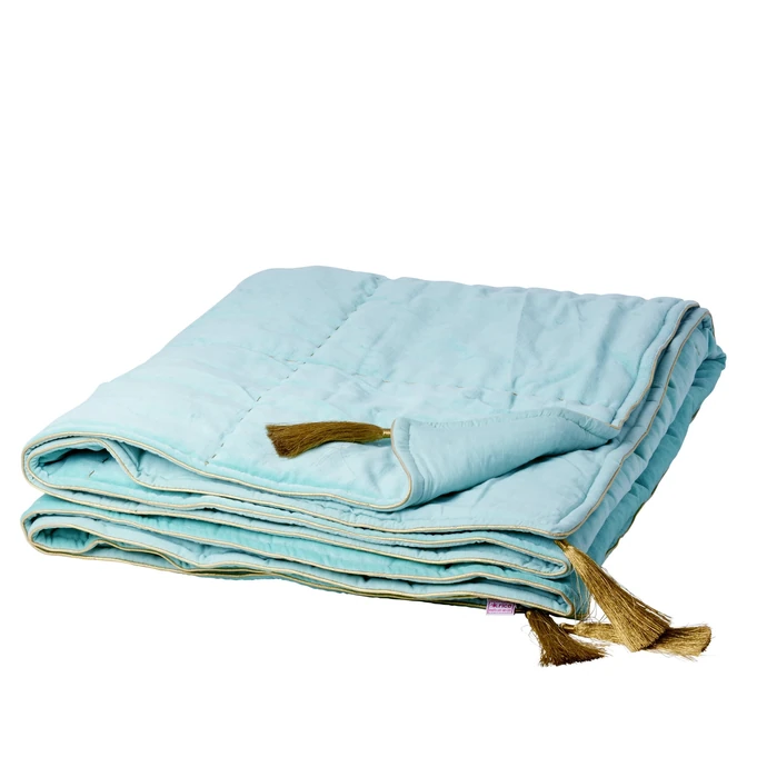 rice / Zamatová deka so zlatými strapcami