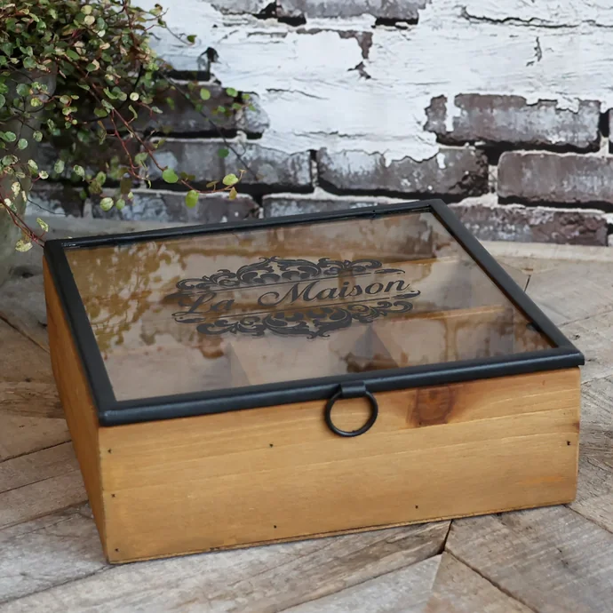 Chic Antique / Drevený úložný box s priehradkami La Maison