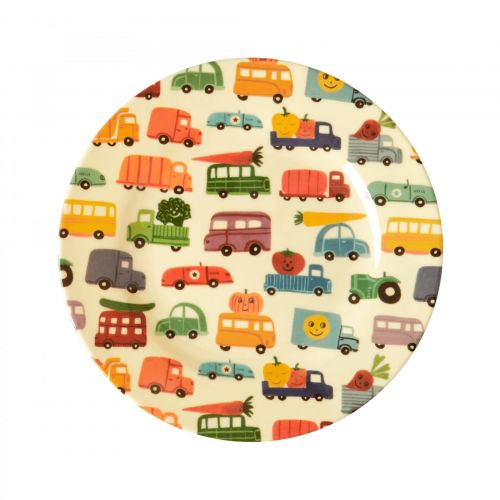rice / Dětský melaminový talíř Happy Cars 22 cm