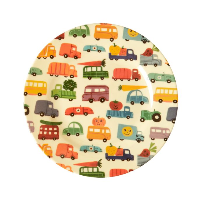 rice / Detský melamínový tanier Happy Cars 22 cm