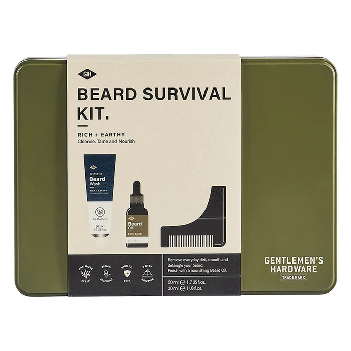 GENTLEMEN'S HARDWARE / Pánská sada s péčí o vousy Beard Survival Kit
