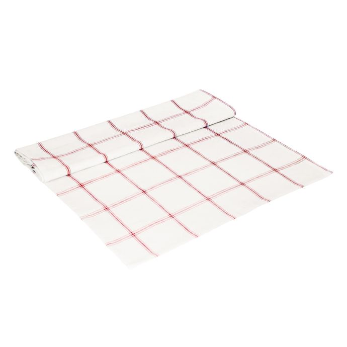 Strömshaga / Behúň na stôl z organickej bavlny Alma White/Red 50x140 cm