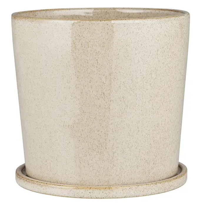 Ib Laursen / Kameninový kvetináč s podmiskou Saga Cream 16 cm