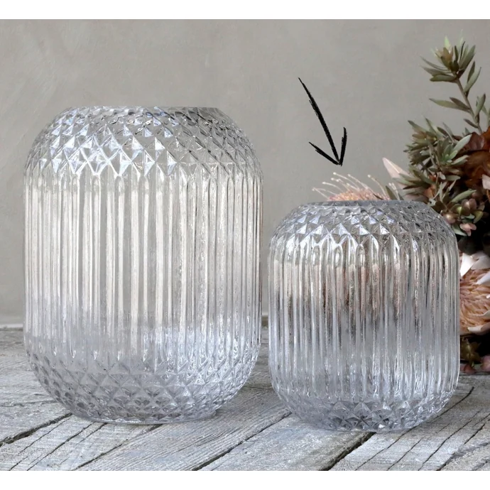 Chic Antique / Skleněná váza Checkered Clear 17,5 cm